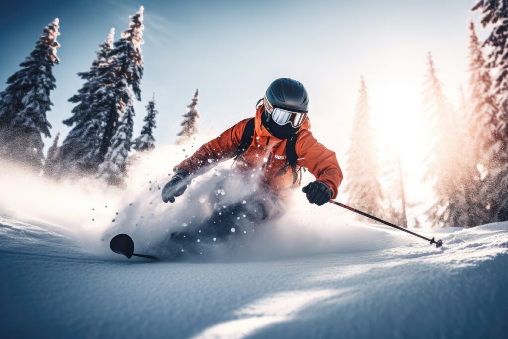 A man skis at Crested Butte