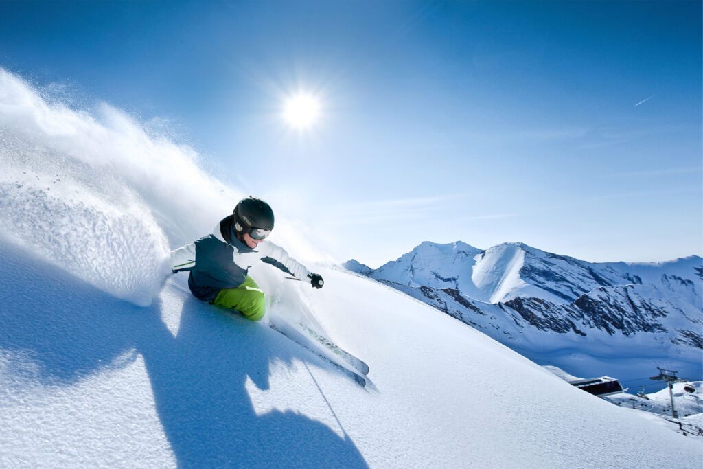 A man enjoys great spring skiing