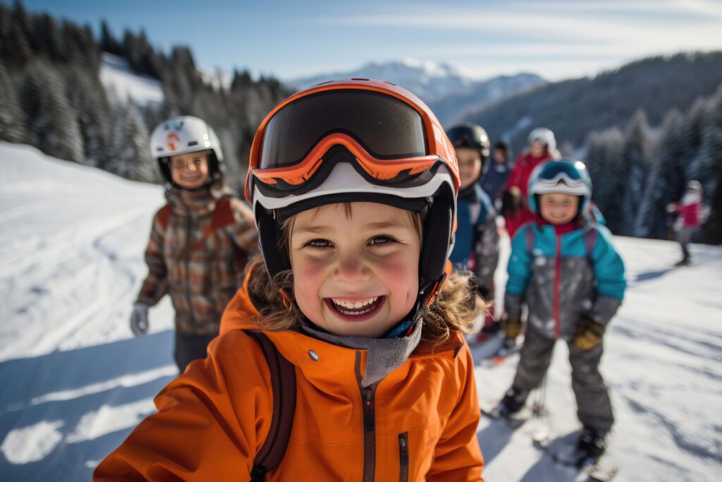 Small skiers smiling