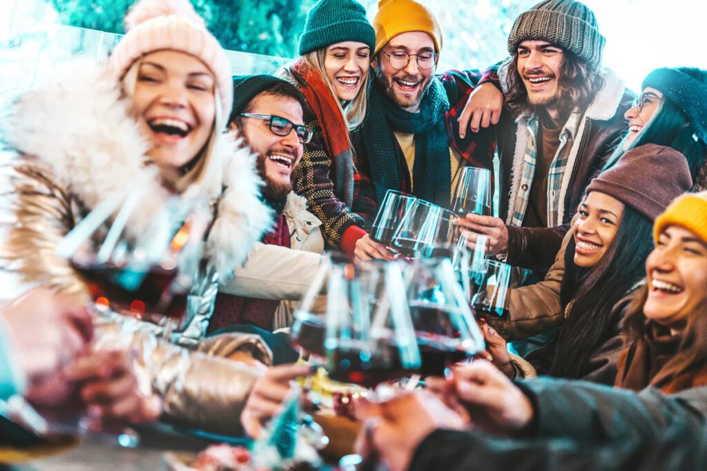 A group of friends après ski.