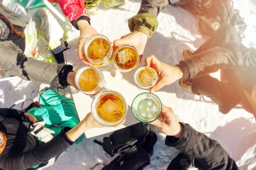 A circle of drinks viewed from above