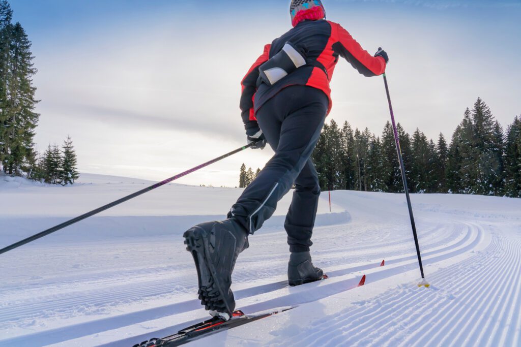 A cross-country skier gets some exercise.