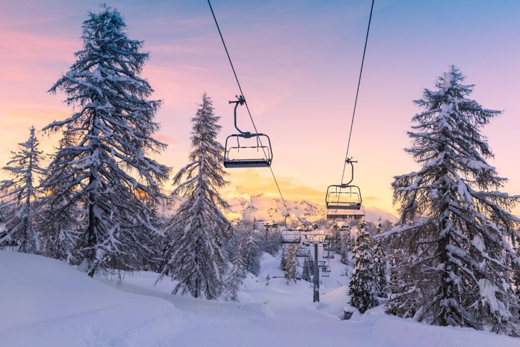 A chairlift at a ski resort.