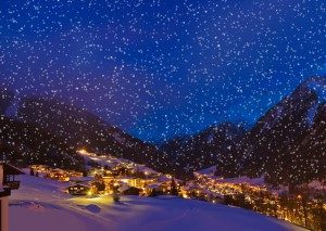 mountain-resort-night-snowing