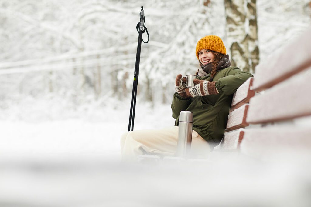 Relaxing on a ski run at Winter Park.