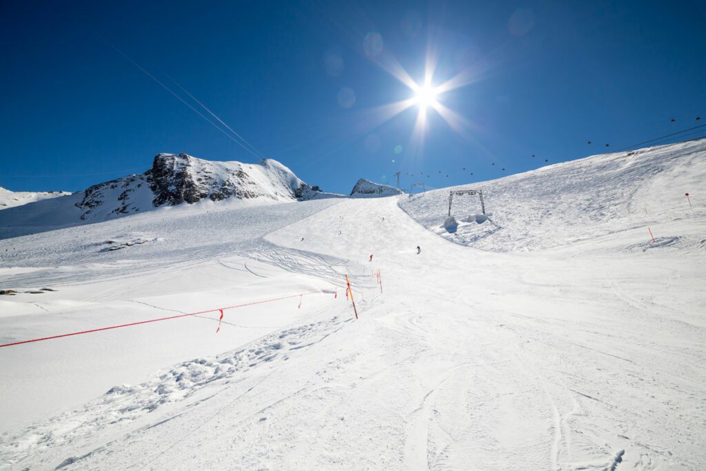 Uncrowded ski runs during late spring.