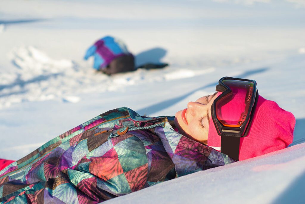 Soaking up the sun with some spring skiing.