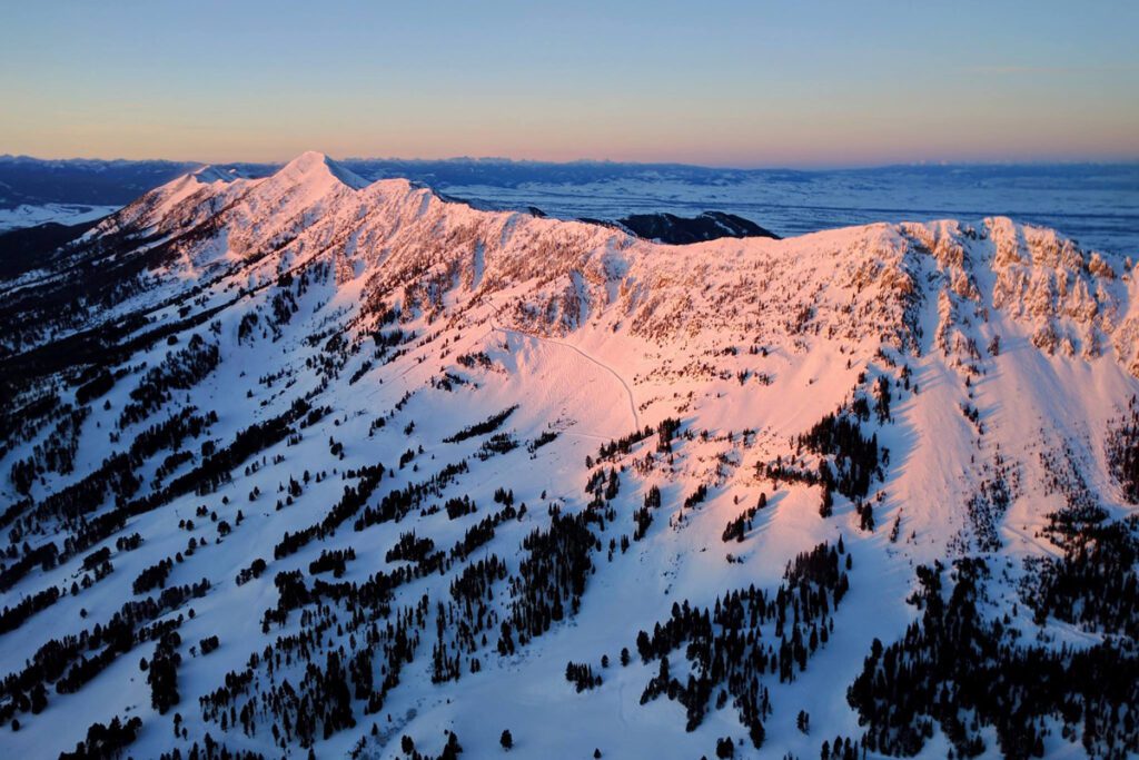 Aerial view of Bridger Bowl in Montana