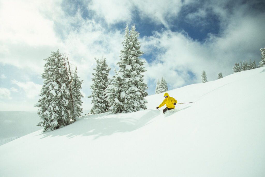 Skiing powder runs at Vail