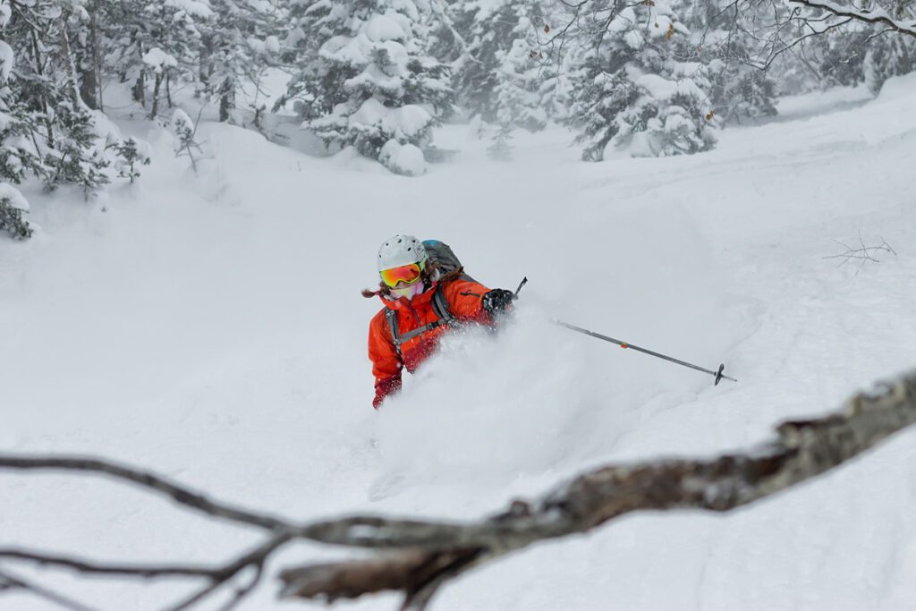 Skiing the trees at Monarch Mountain in Colorado