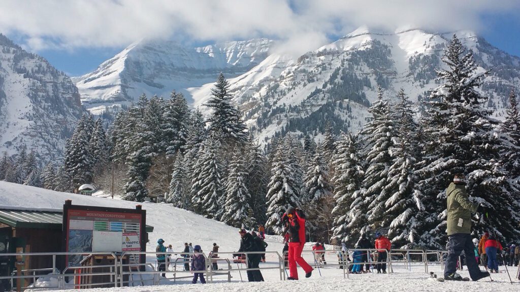 Snowy ski trails at Sundance resort