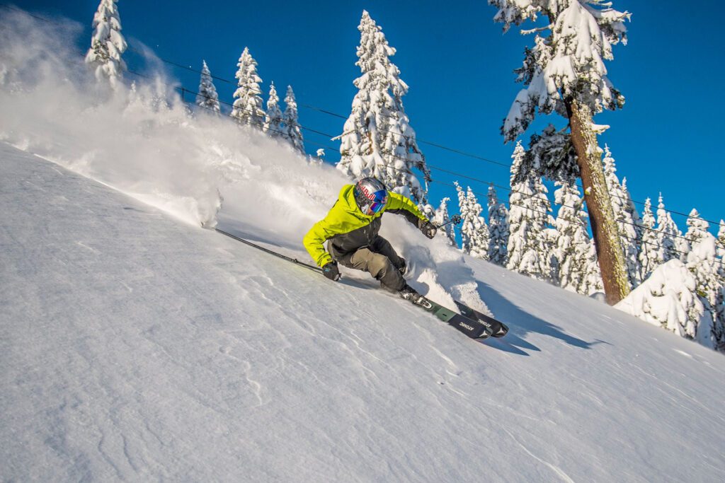 Downhill skiing at Sugar Bowl in California