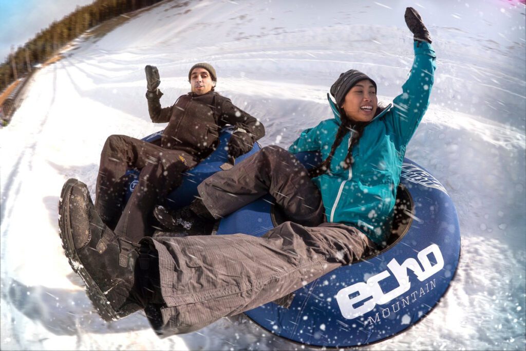 A couple goes tubing in Colorado