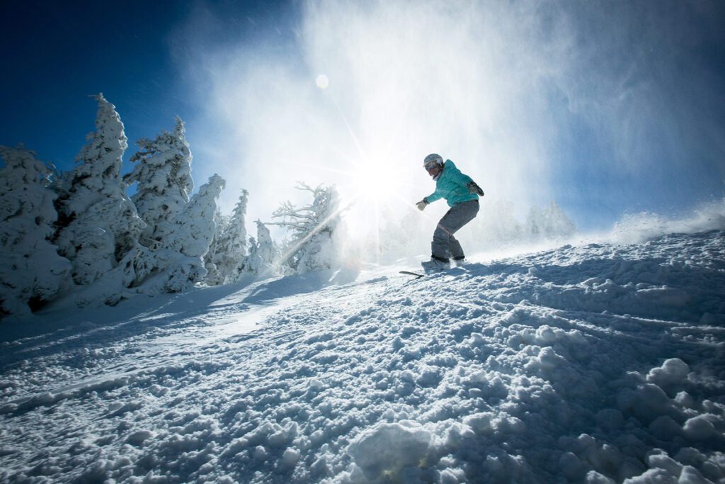 A man skis at Killington Resort