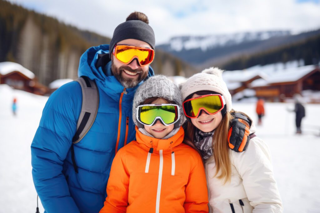 A family during a spring ski trip