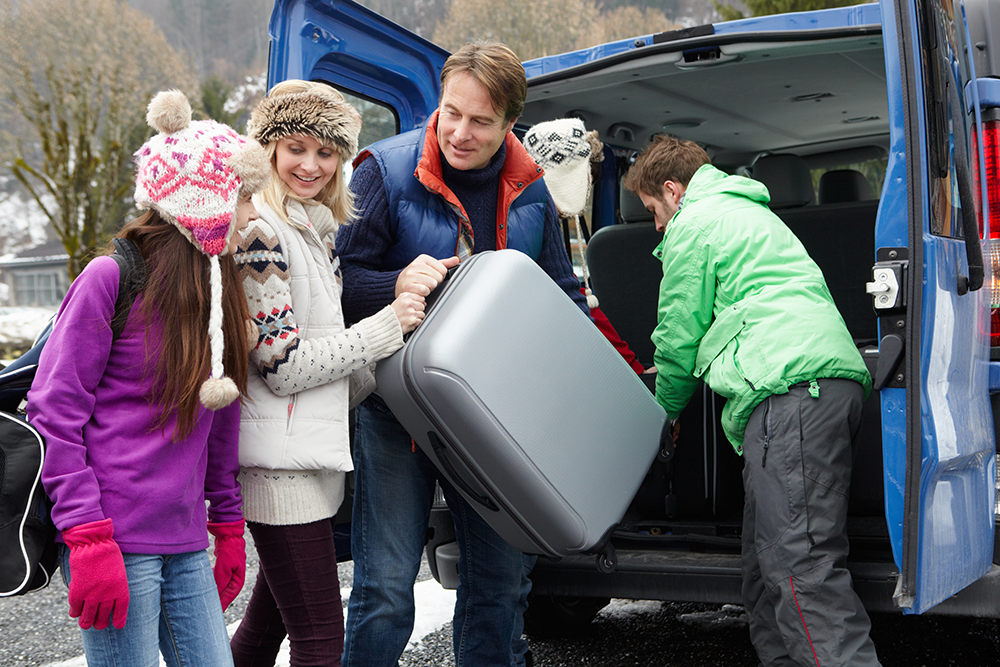 A family on ski vacation